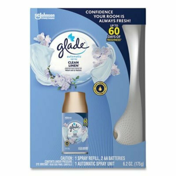 Glade AUTOMATIC AIR FRESHENER STARTER KIT, SPRAY UNIT AND REFILL, CLEAN LINEN, 6.2 OZ, 4/CARTON, PK4 329349